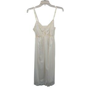 Vintage Mary Jane Full Slip Cream Nylon Lingerie 32 Used